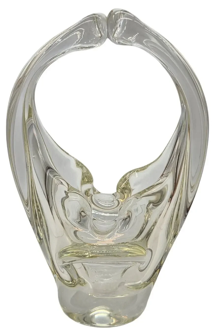 ITALIAN MURANO MCM ART GLASS BASKET ABSTRACT WITH POLISHED PONTIL 8